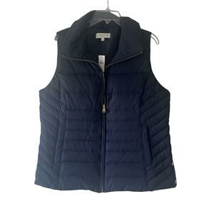 NWT Talbots Navy Blue Quilted Full Zip Puffer Vest Sz L